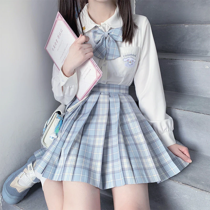 Sky Blue grid skirt   HA0737 - Image 4