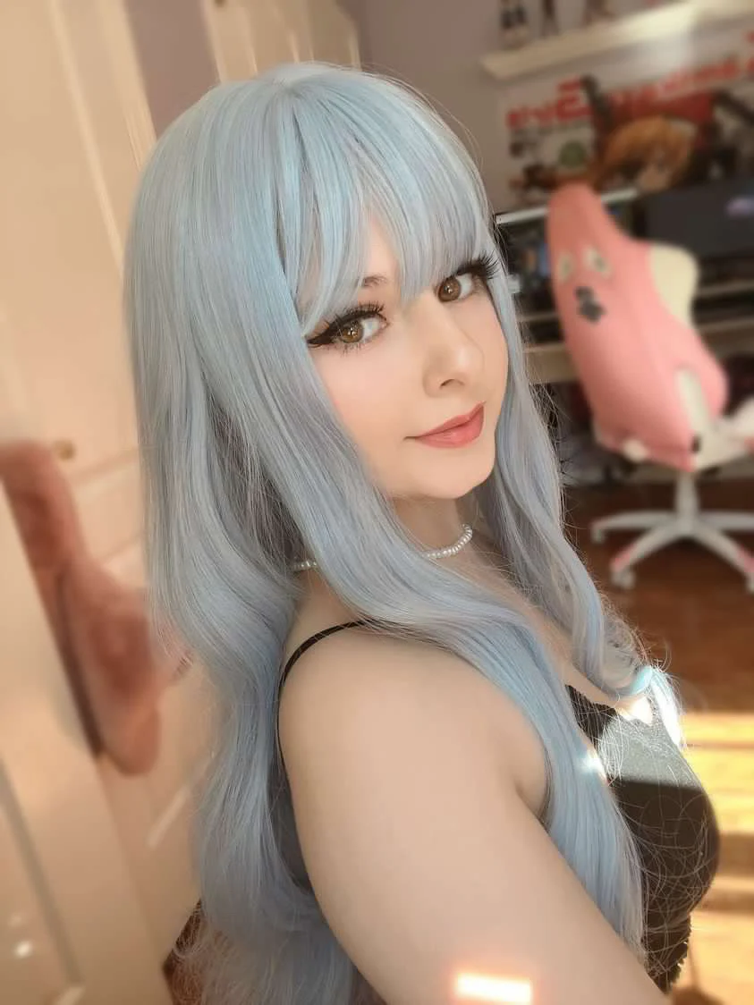 Sky blue long curly hair HA0065 - Image 6