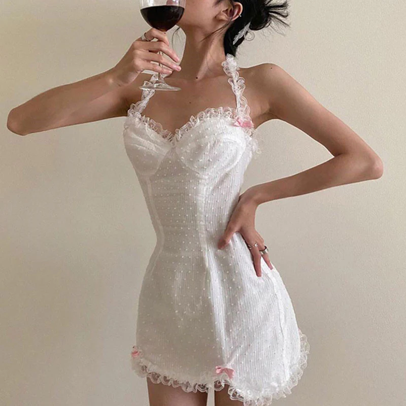 Slim-Fit Bow Halter Slip Dress  HA0697 - Image 3