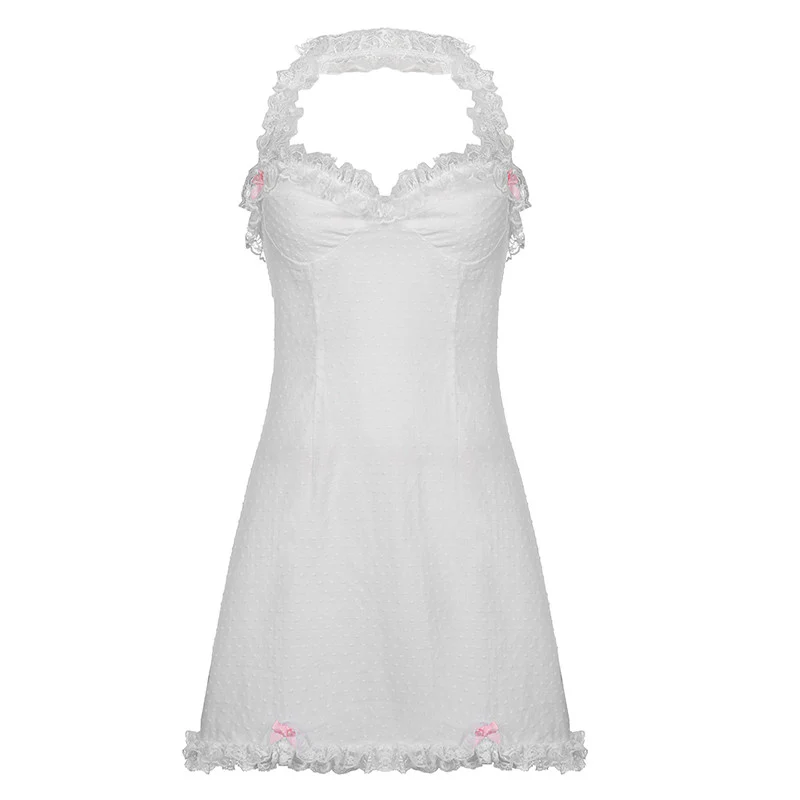 Slim-Fit Bow Halter Slip Dress  HA0697 - Image 6