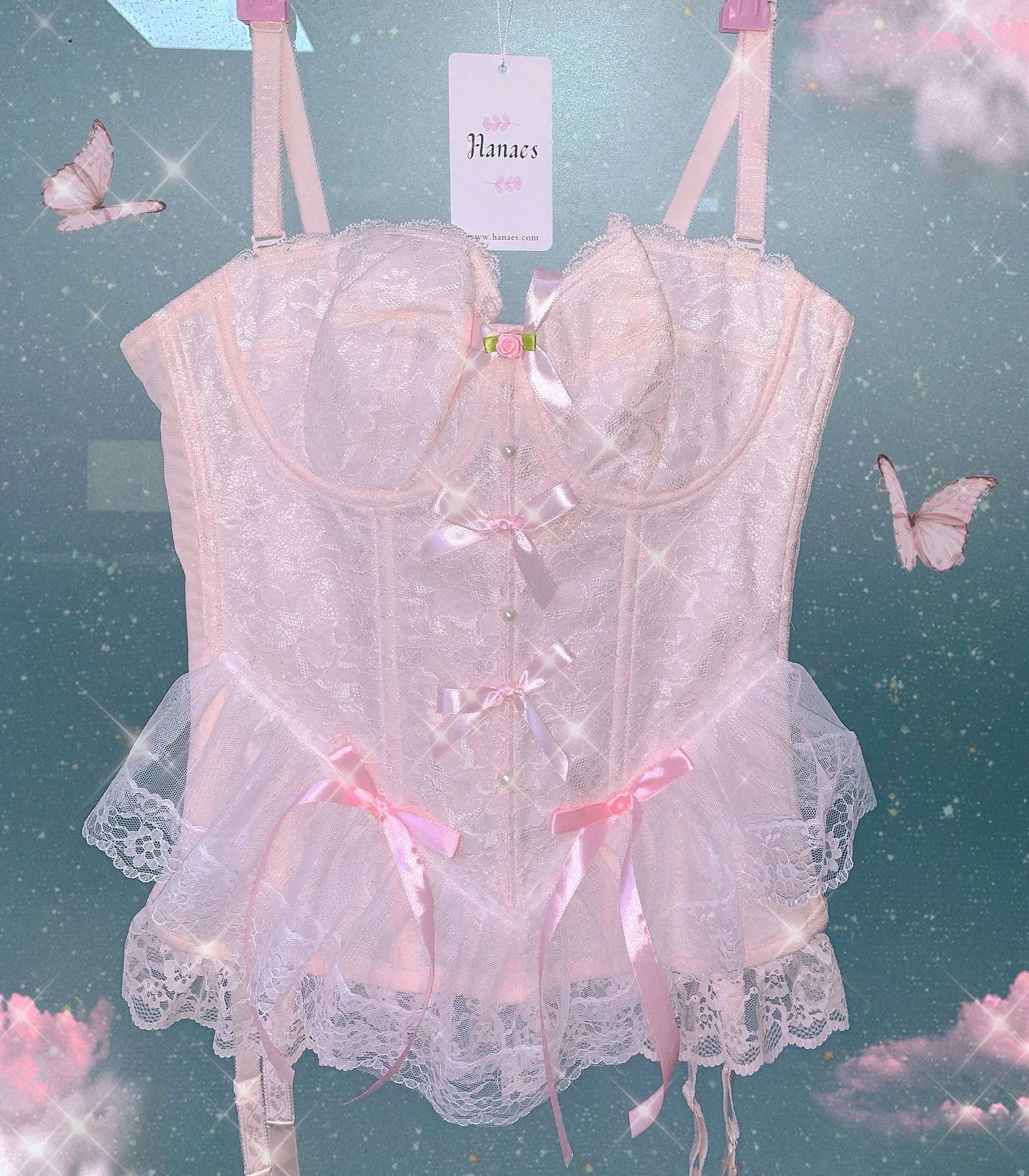 Pink lace top HA0624 - Image 3