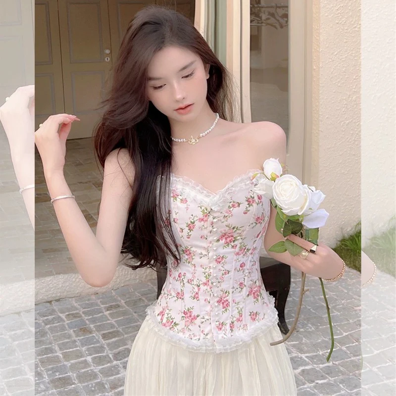 Slim Fit Sweet Floral Tube Top   HA1902 - Image 2