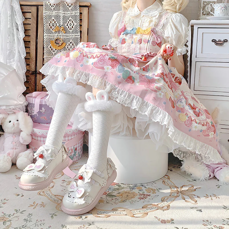 Solid Color Mid Tube Lolita White Socks HA0810 - Image 5