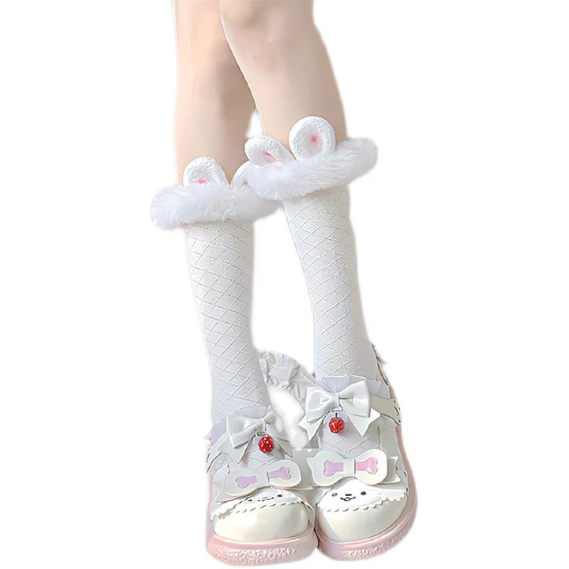 Solid Color Mid Tube Lolita White Socks HA0810 - Image 6