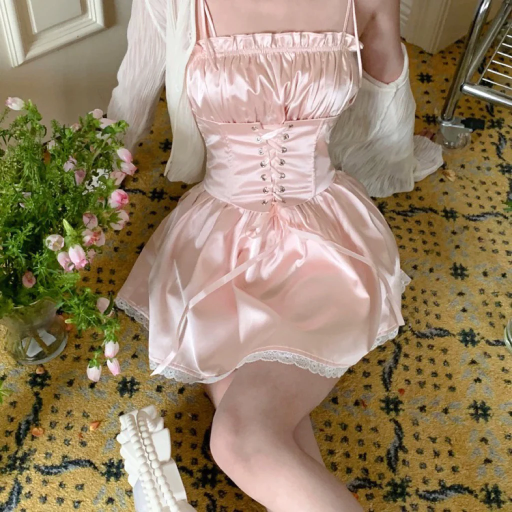 Spice girl waist a-line skirt suspender dress   HA2103 - Image 2