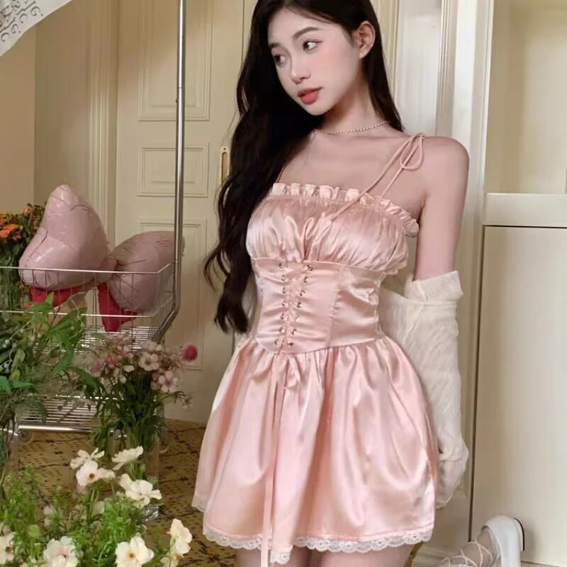 Spice girl waist a-line skirt suspender dress   HA2103 - Image 3