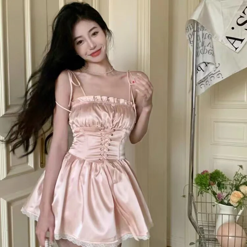 Spice girl waist a-line skirt suspender dress   HA2103 - Image 5