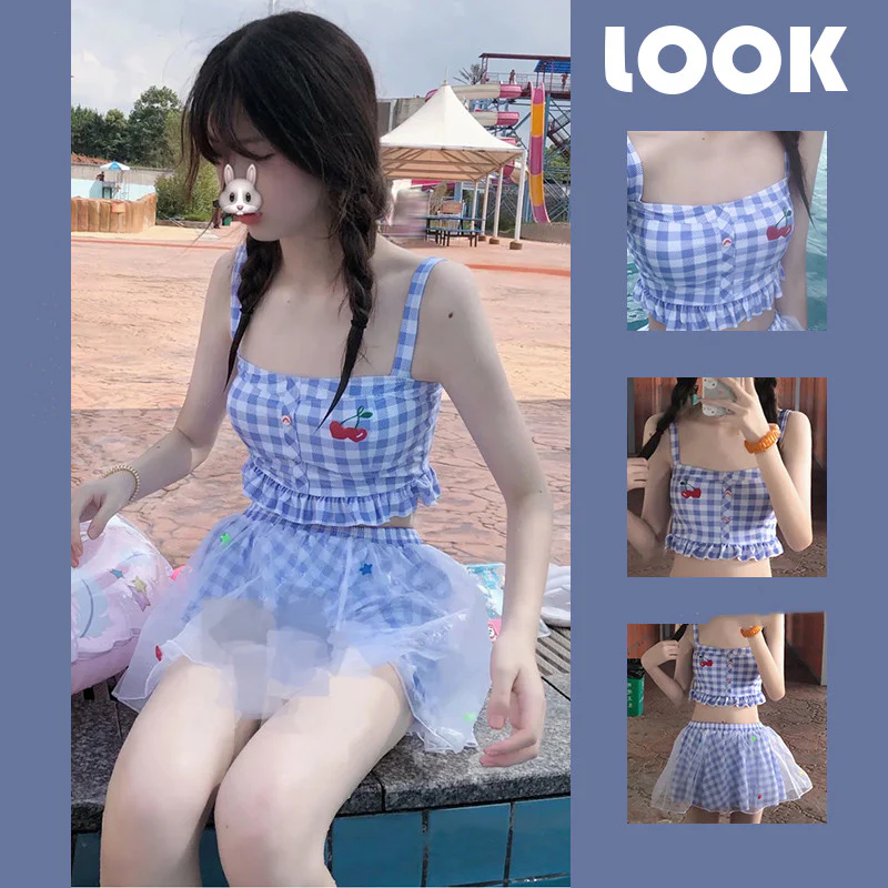 Split plaid swimsuit  HA0537 - Image 5