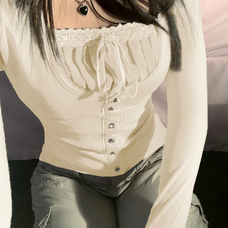 Square neck long sleeve T-shirt HA1550 - Image 3