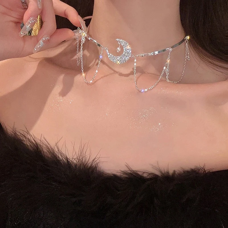 Star Moon Tassel Clavicle Chain   HA1854 - Image 2