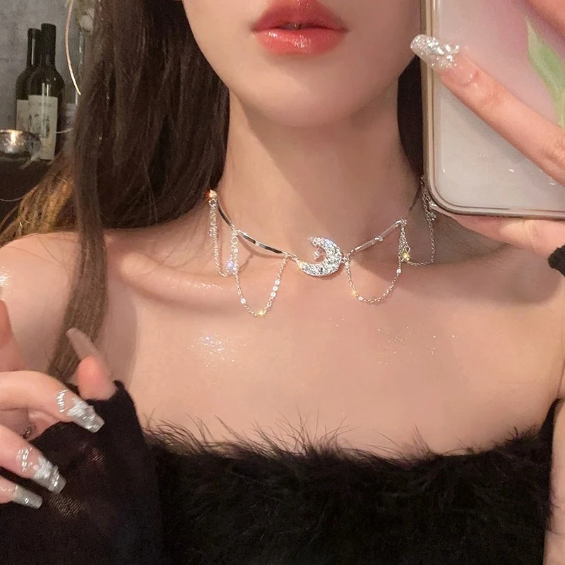 Star Moon Tassel Clavicle Chain   HA1854 - Image 4