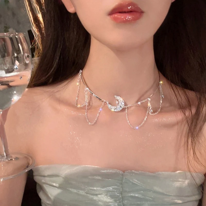 Star Moon Tassel Clavicle Chain   HA1854 - Image 5
