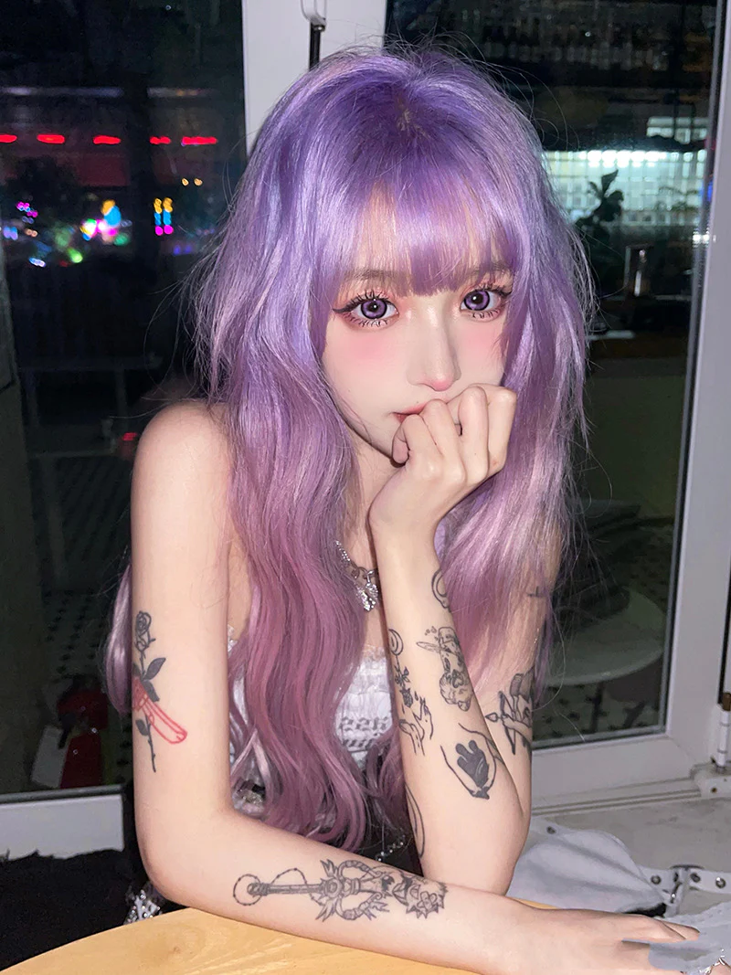 Starry powder blue gradient long curly hair  HA0305 - Image 2