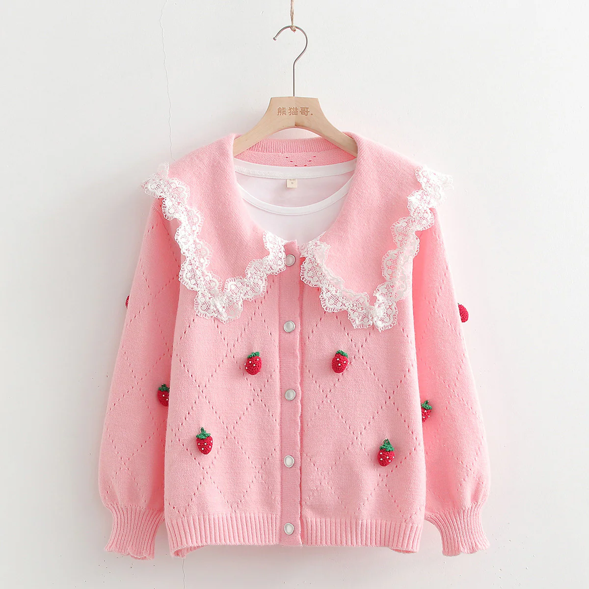 Strawberry Diamond Knit Cardigan HA1219