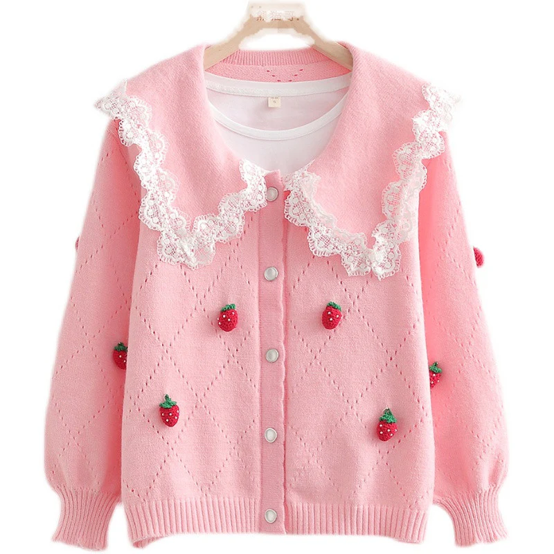Strawberry Diamond Knit Cardigan HA1219 - Image 5