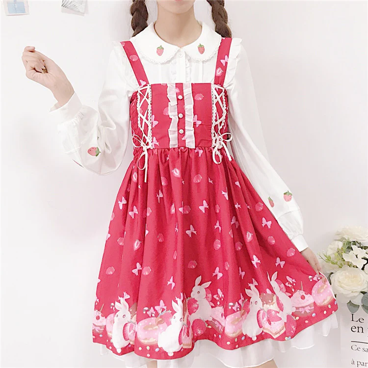 Strawberry Embroidered Long Sleeve Shirt   HA1143 - Image 3
