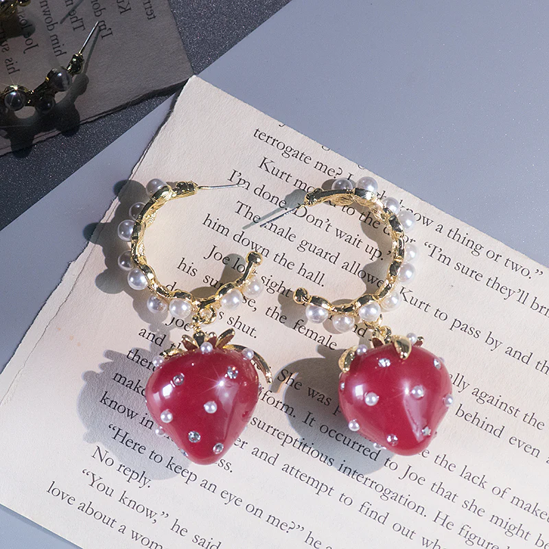 Strawberry necklace earrings HA1036 - Image 4