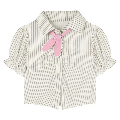 Striped Short Sleeve Shirt Pink Skirt Two-Piece Set  HA2175 - Image 7