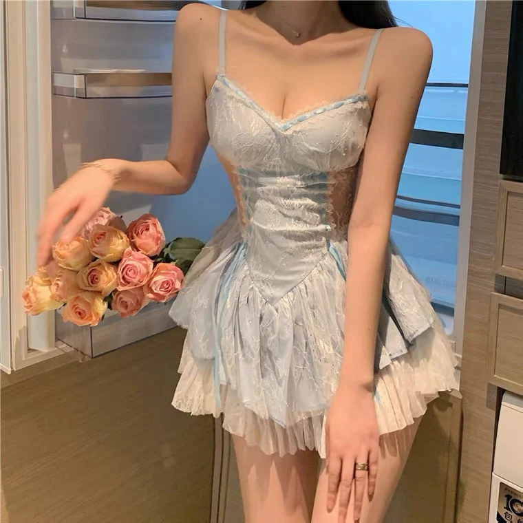 Super fairy lace stitching suspender dress  HA0324 - Image 7