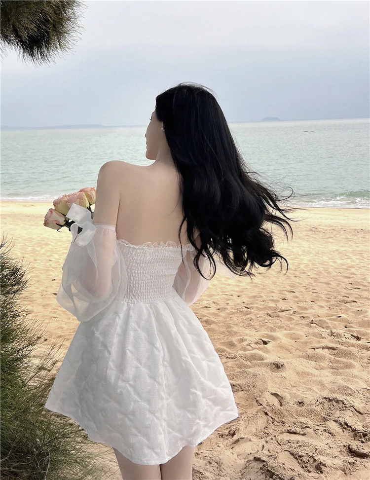 Super fairy one-shoulder white dress   HA0350 - Image 3