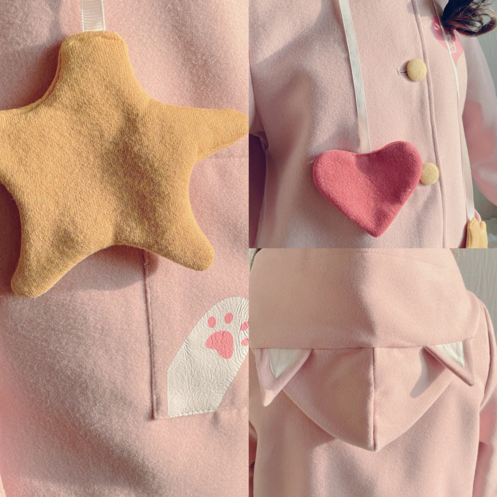 Sweet and cute cat embroidered coat   HA1141 - Image 5