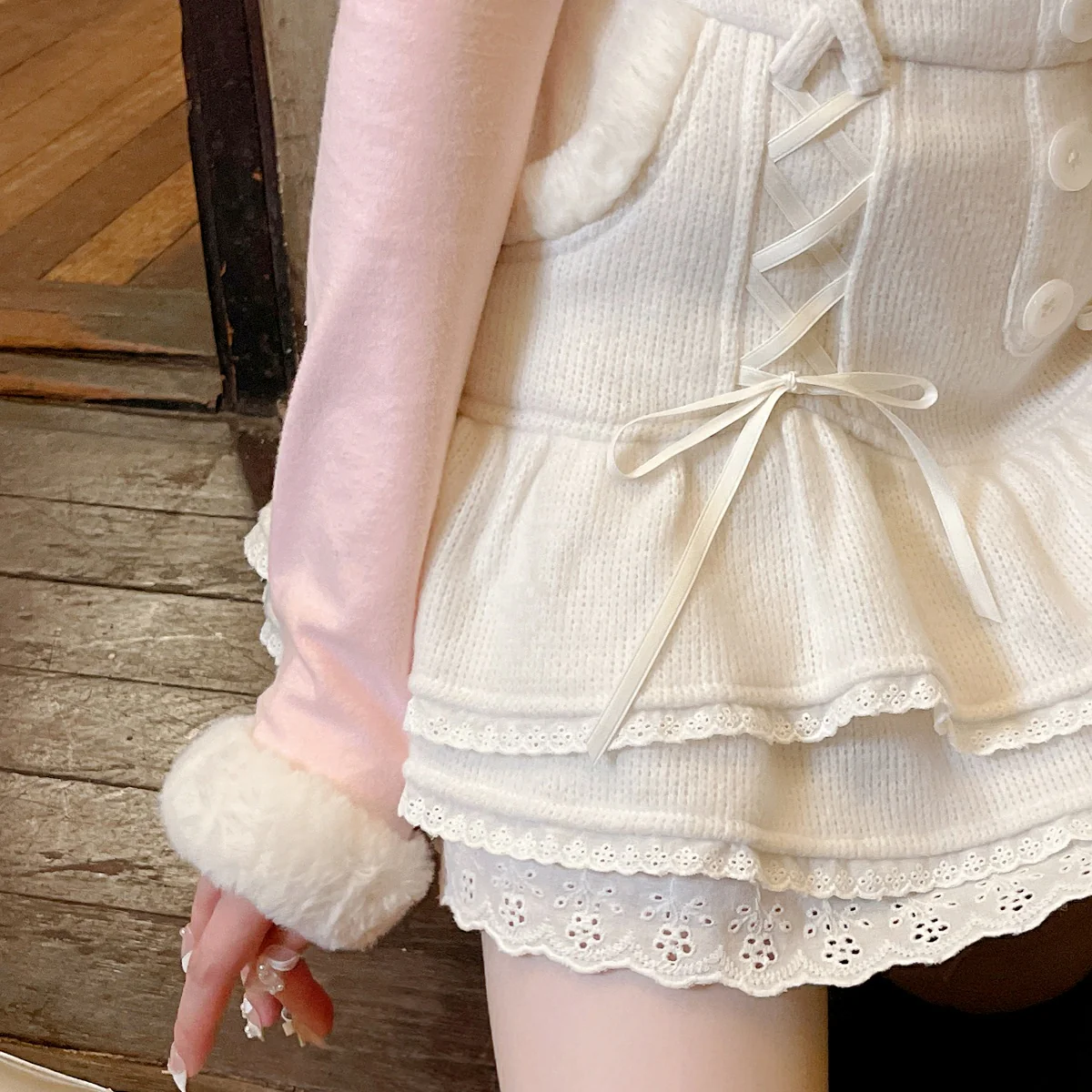 Sweet and cute girly knitted cake skirt   HA0602 - Image 3