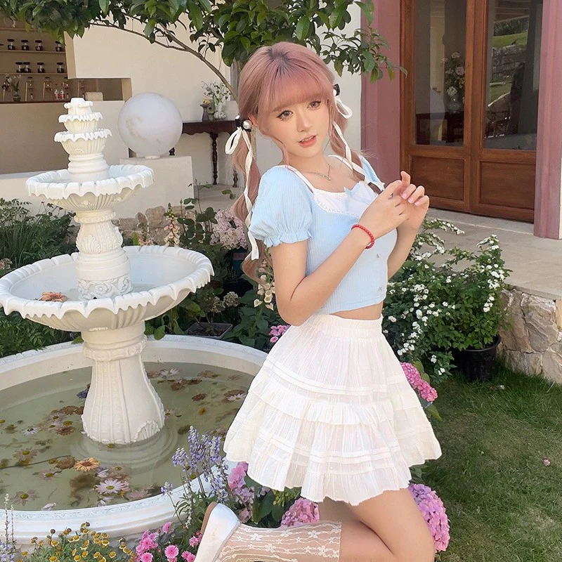 Sweet and cute high waist skirt cake skirt   HA2135 - Image 4