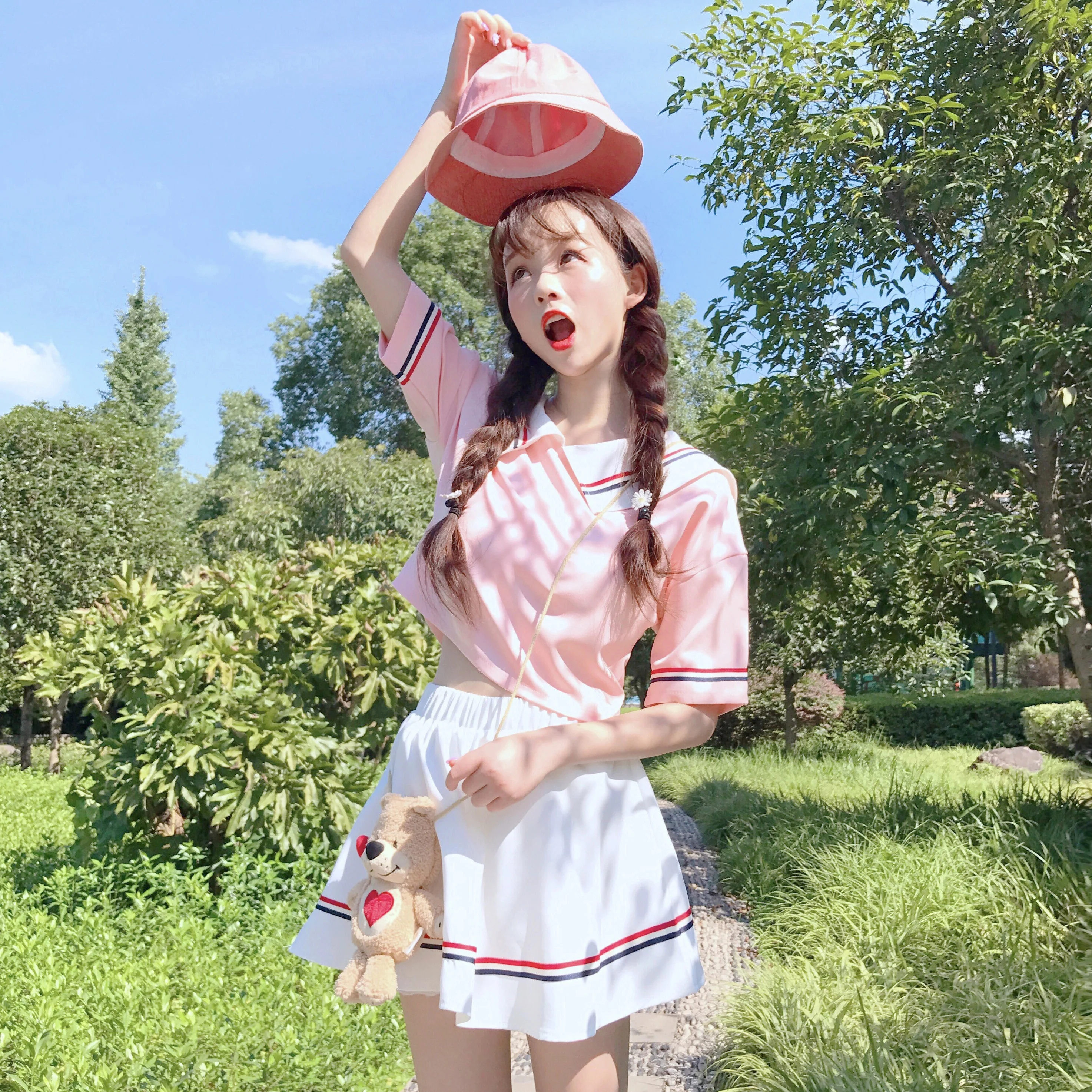 Sweet and cute short skirt suit two piece set    HA0699 - Image 2