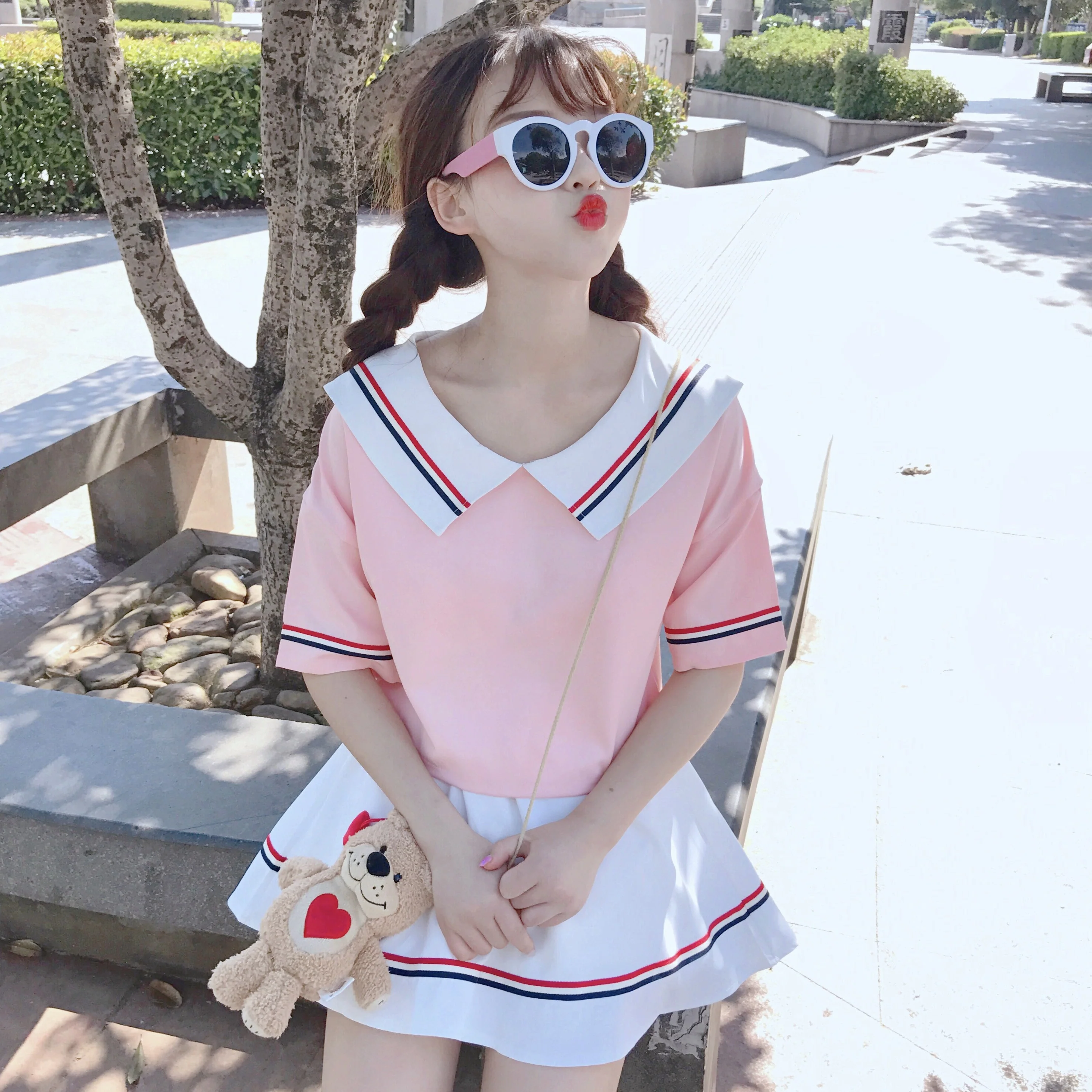 Sweet and cute short skirt suit two piece set    HA0699 - Image 3