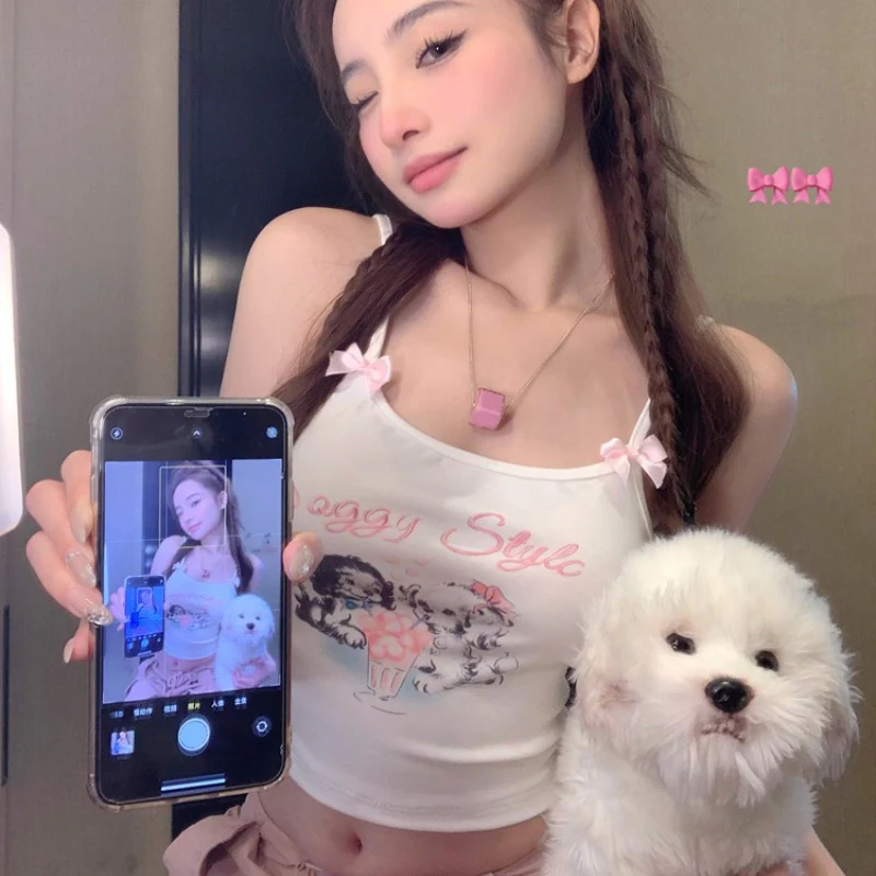 Sweet and Spicy Bow White Tank Top HA1732 - Image 2