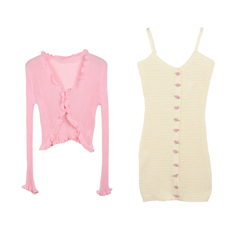 Sweet and Spicy Knit Jacket Slip Dress    HA0640 - Image 5