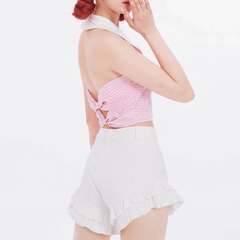 Sweet and Spicy Sleeveless Pink Check Top  HA0804 - Image 3