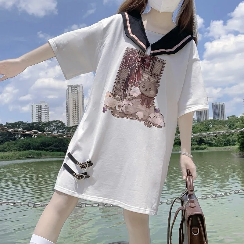 Sweet bear print bottoming shirt   HA1500 - Image 4