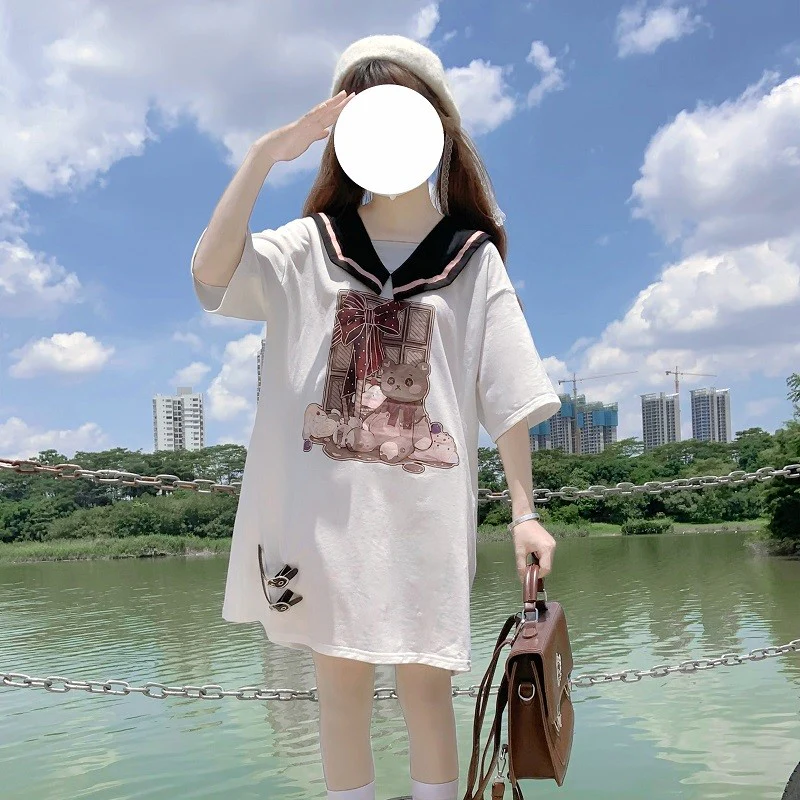 Sweet bear print bottoming shirt   HA1500 - Image 5