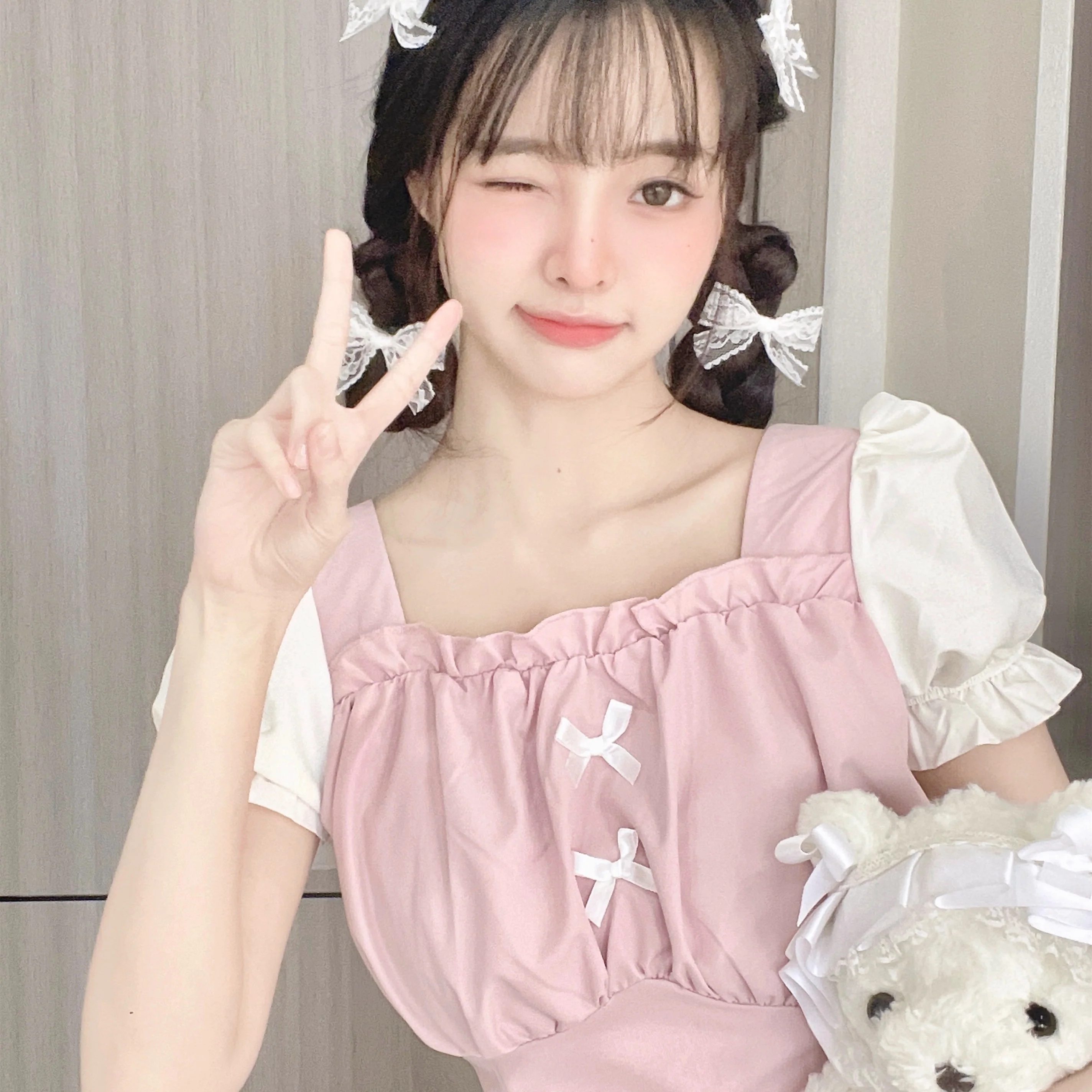 Sweet Bow Bubble Short Sleeve Top HA0731 - Image 2