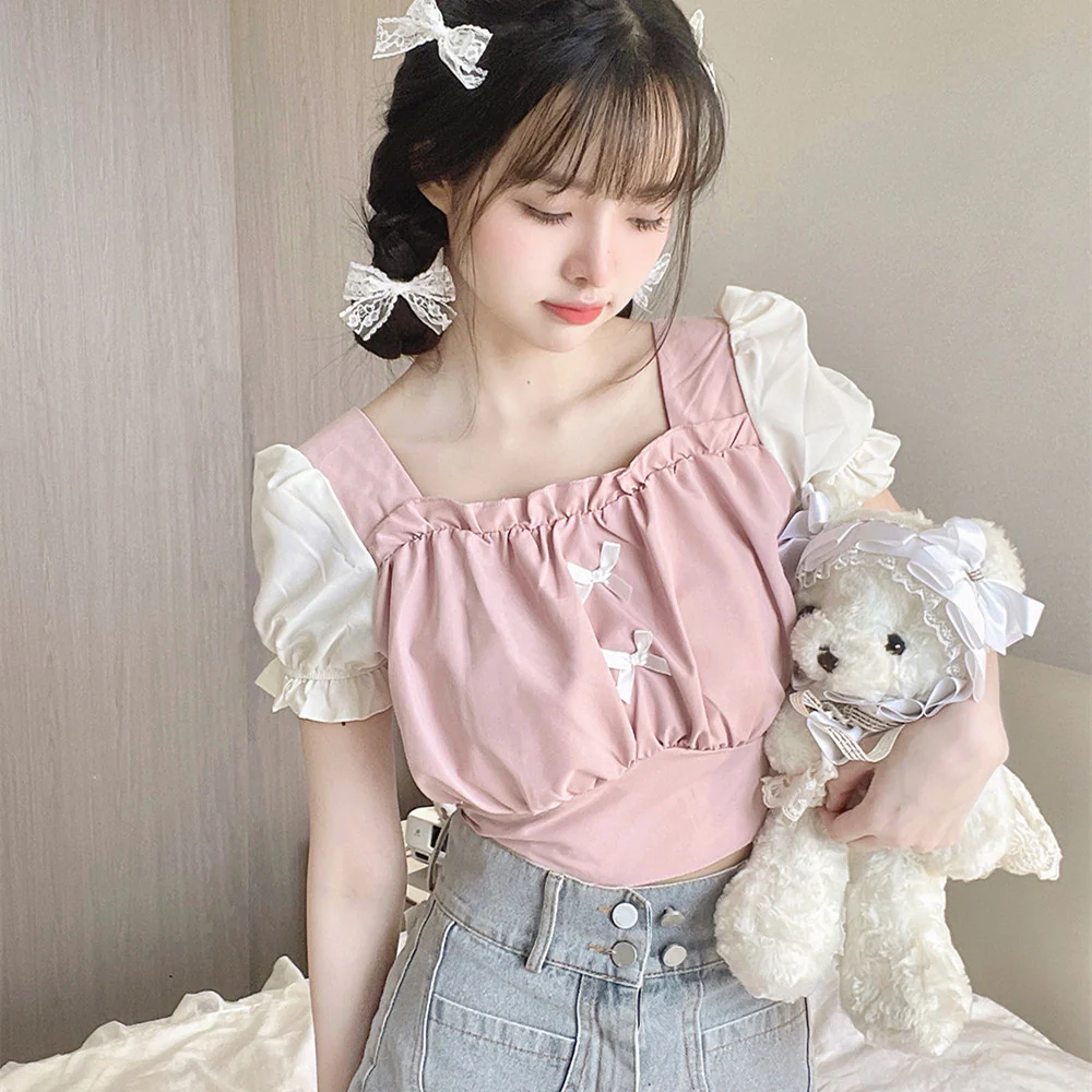 Sweet Bow Bubble Short Sleeve Top HA0731 - Image 5