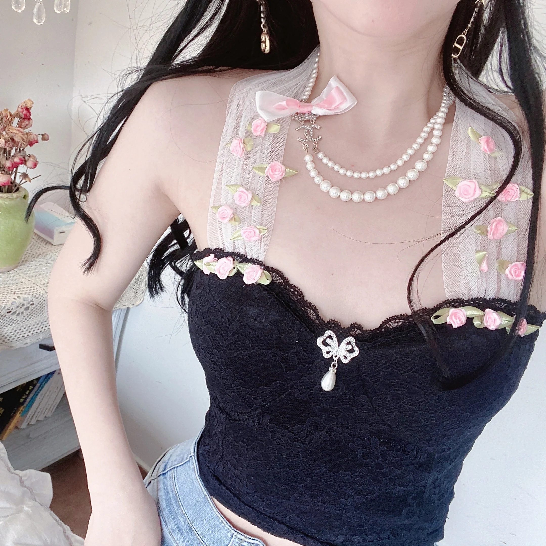 Sweet Bow Lace Suspender    HA0664 - Image 2
