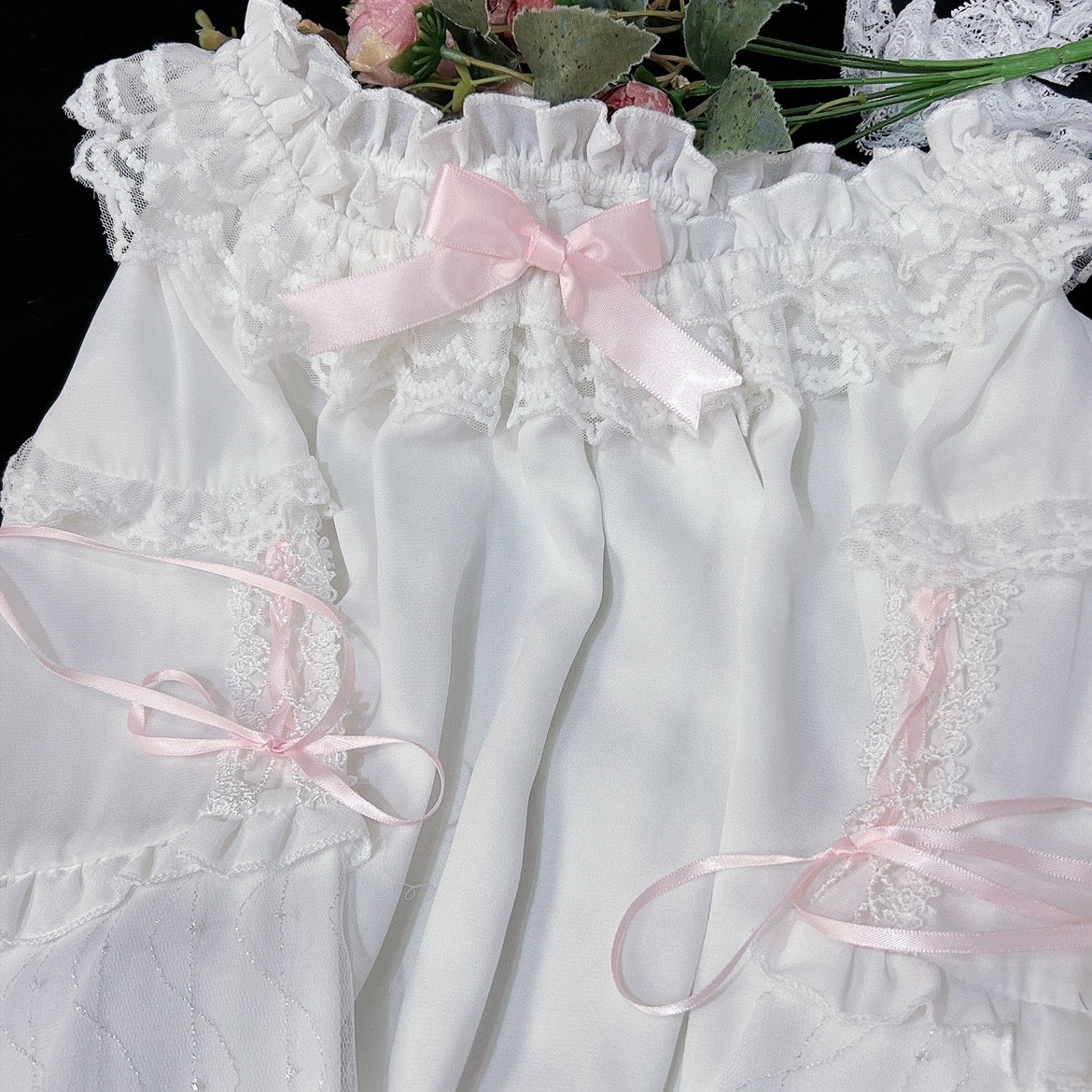 Sweet Bow Mesh Long Sleeves   HA1410 - Image 2