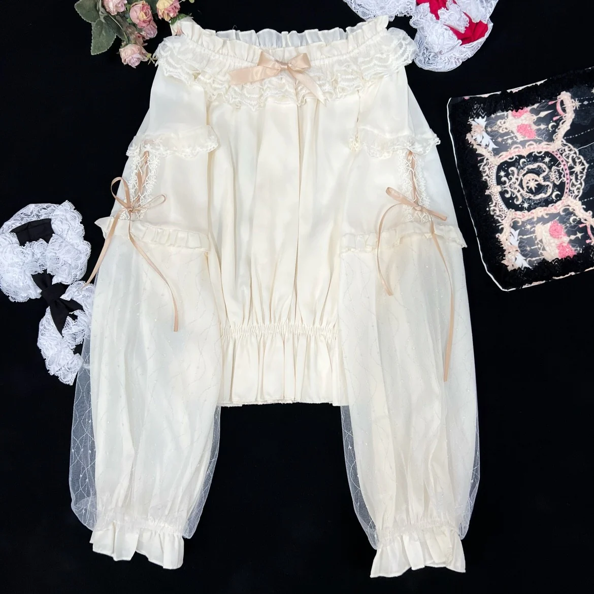 Sweet Bow Mesh Long Sleeves   HA1410 - Image 3