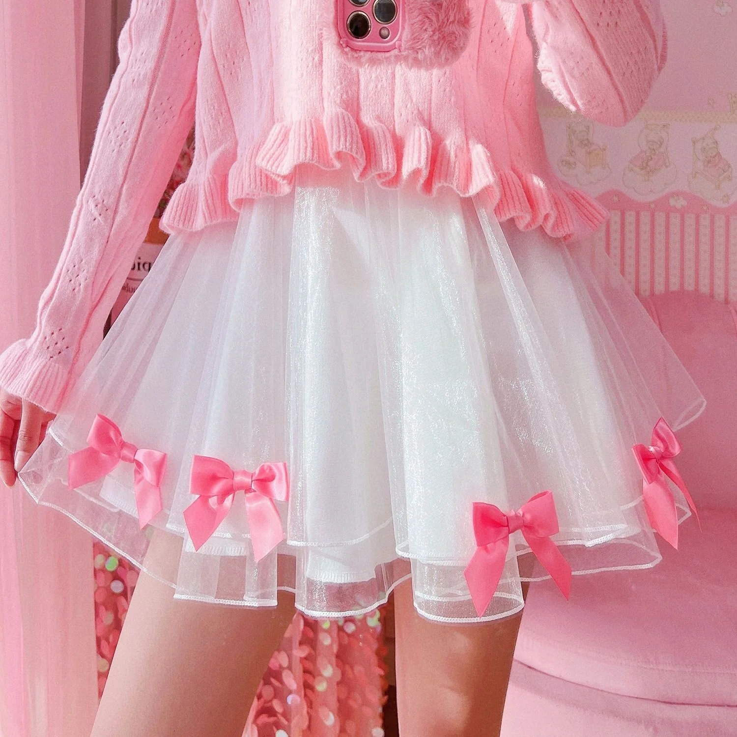 Sweet Bowknot Mesh Skirt  HA1408 - Image 5