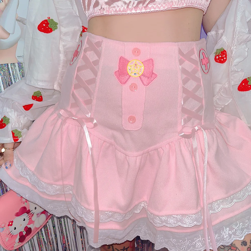 Sweet Embroidered Bow Double Skirt  HA1263 - Image 2