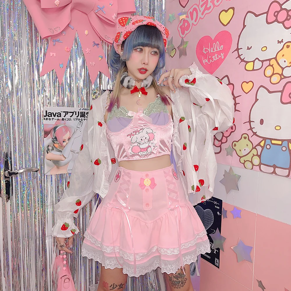 Sweet Embroidered Bow Double Skirt  HA1263 - Image 3