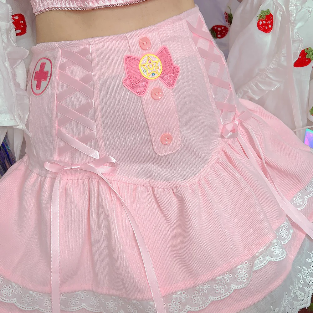 Sweet Embroidered Bow Double Skirt  HA1263 - Image 4