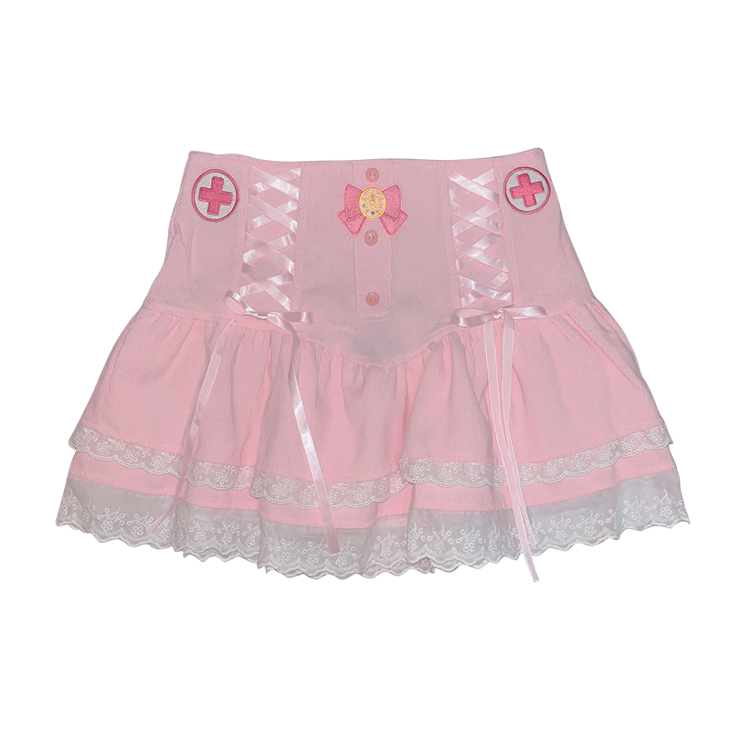Sweet Embroidered Bow Double Skirt  HA1263 - Image 5