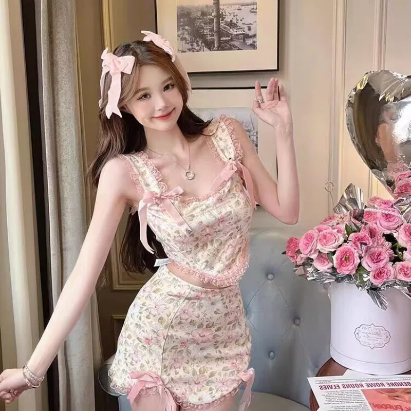 Sweet Floral Camisole and Hip Skirt Two-Piece Set   HA1897 - Image 5