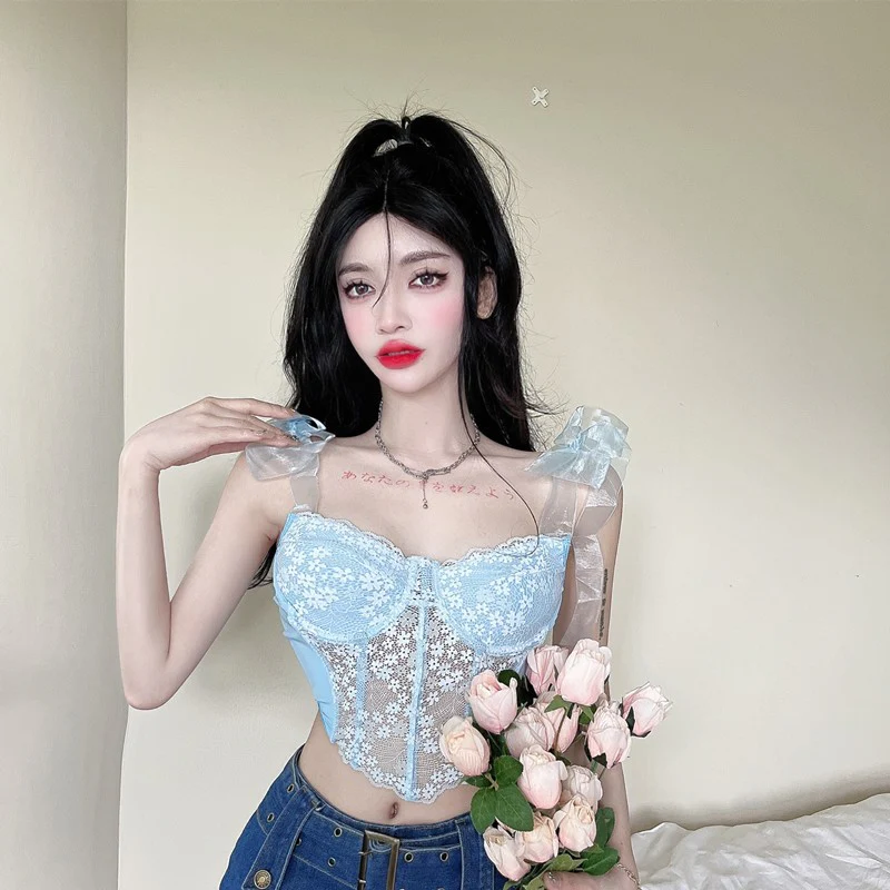 Sweet Floral Camisole Fishbone Vest   HA1682 - Image 4