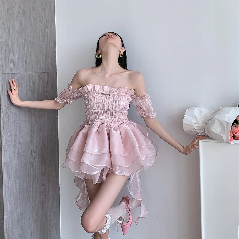Sweet fluffy summer tube top dress  HA1629 - Image 5