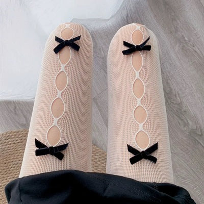 Sweet Girl Hollow Handmade Bow Net Socks  HA0865 - Image 4