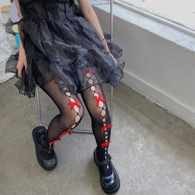 Sweet Girl Hollow Handmade Bow Net Socks  HA0865 - Image 6