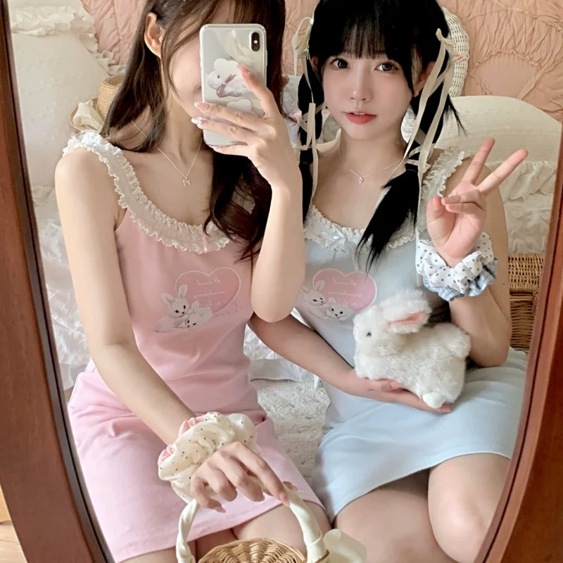 Sweet girl powder blue printed skirt T-shirt   HA1864 - Image 2